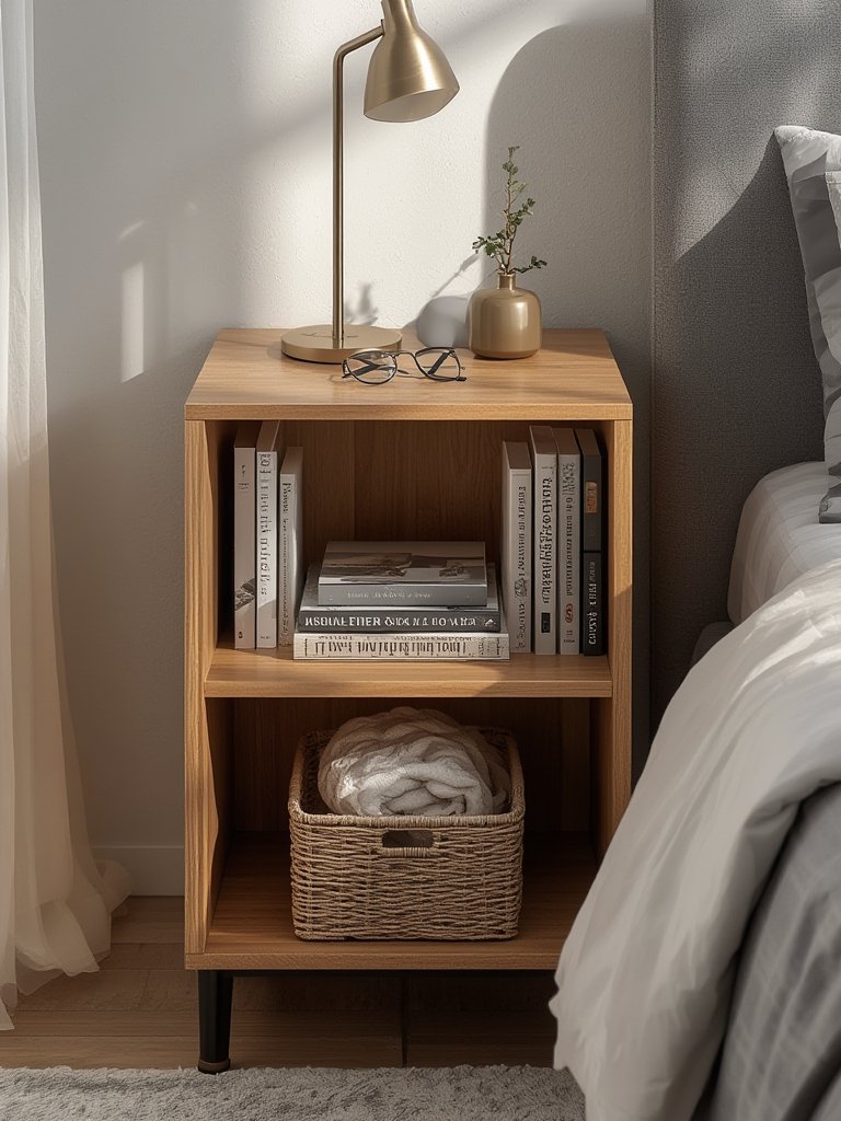 nightstand storage in action