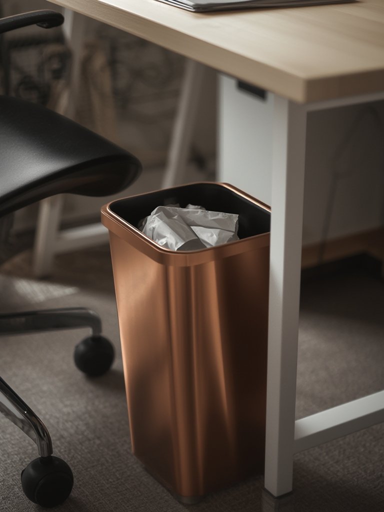 slim trashcan in action