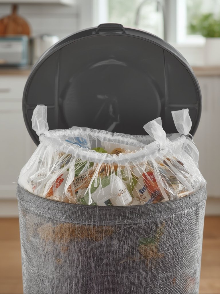 kitchen trash in action