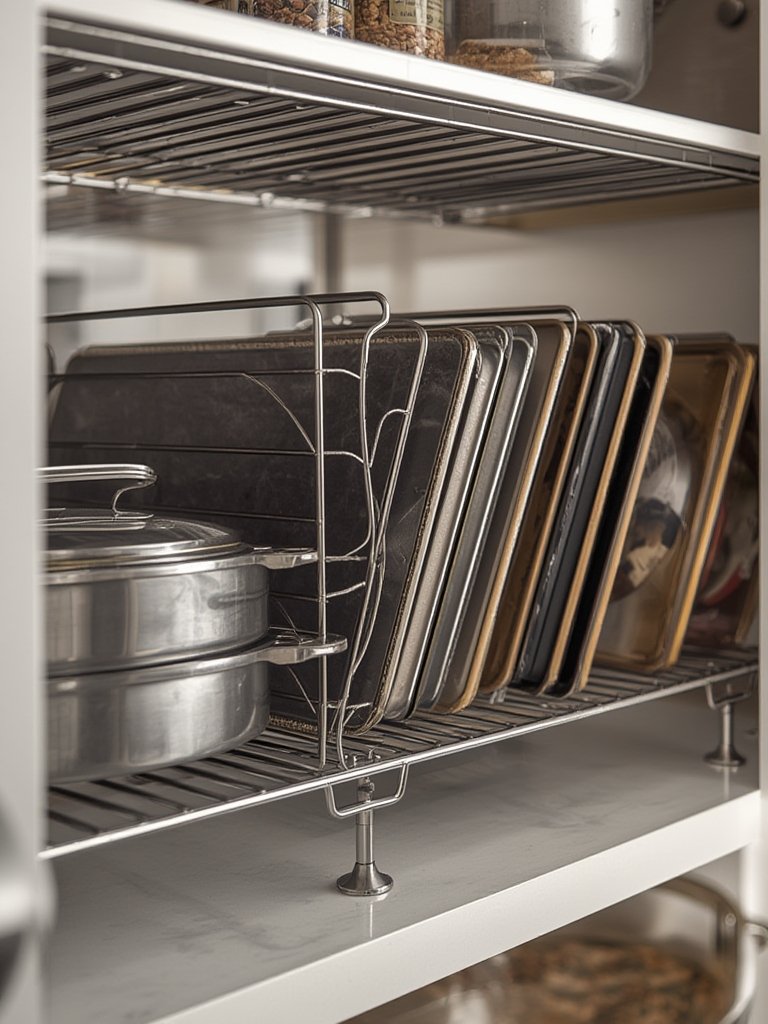 bakeware organizer in action