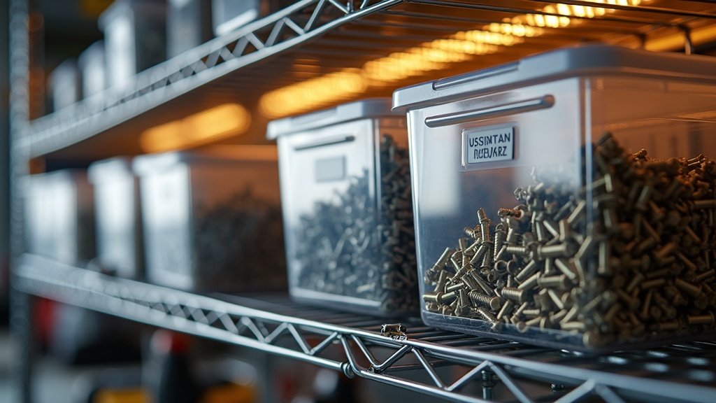 wire shelving in use