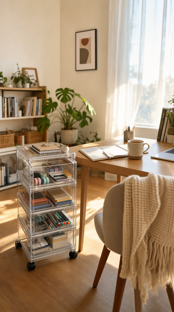 plastic rolling drawer cart organizer product view
