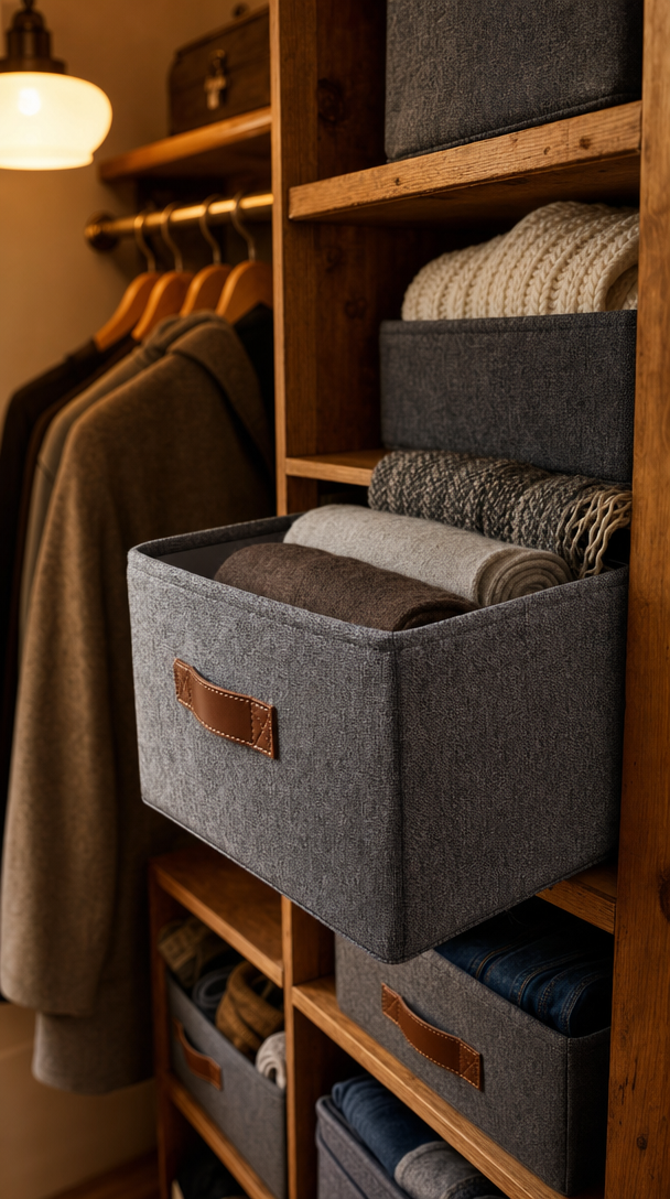foldable fabric storage cubes closet in action