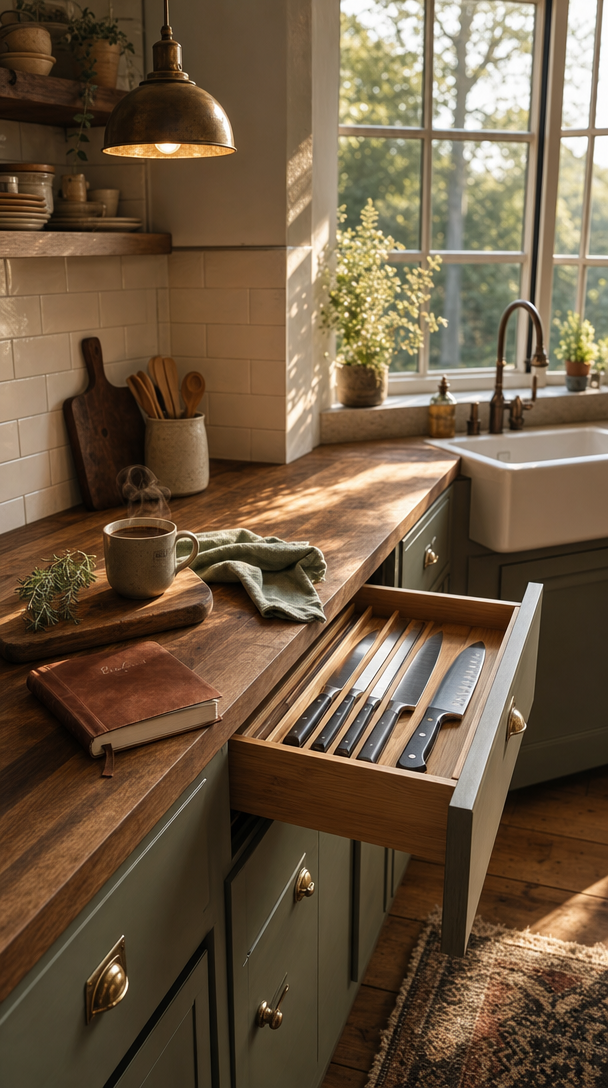 compact knife drawer organizer product view