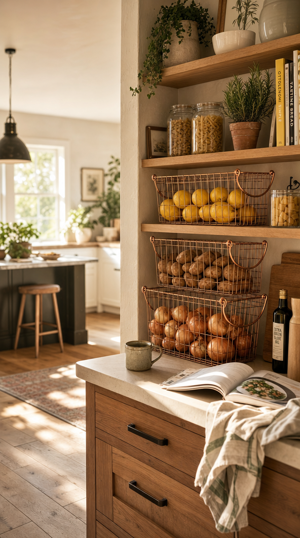 stackable wire baskets pantry organization product view