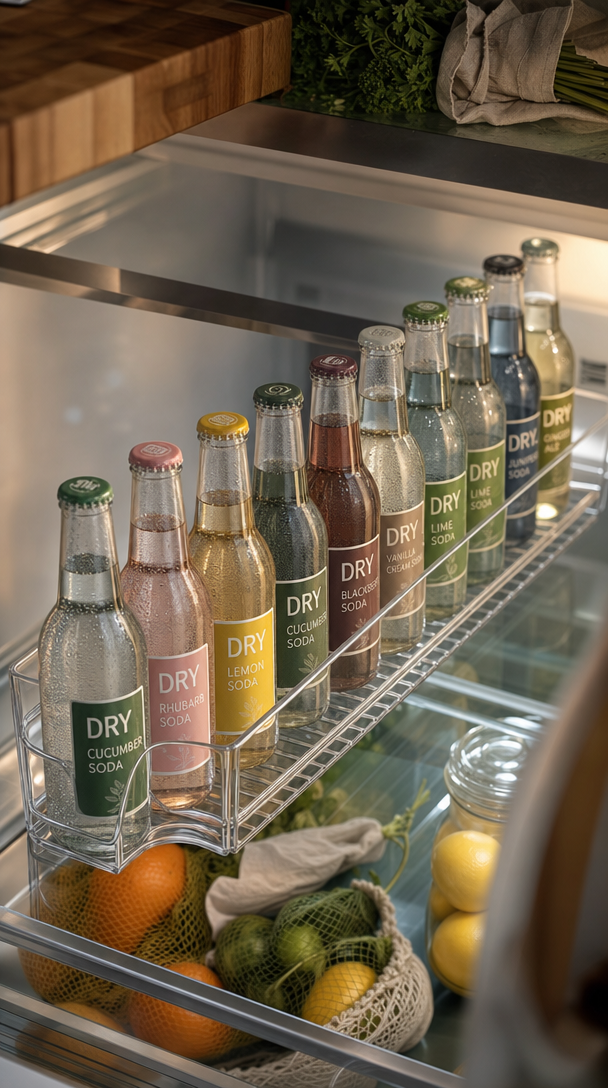 water bottle organizer for fridge in action