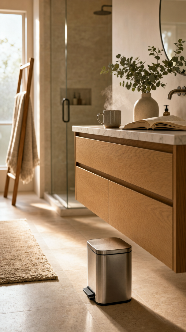 Compact Stainless Steel Bathroom Trash Can: 7 Best Picks 2 compact stainless steel bathroom trash can product view