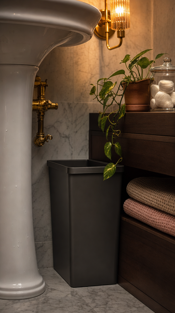 small bathroom trash can 9 gallon in action